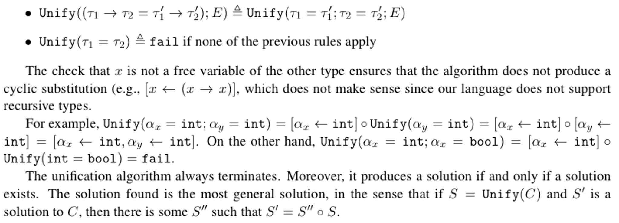 Please write down the steps unification algorithm