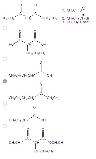 Solved 1. CH3CH2O^- 2. CH3CH2CH2Br 3. HCl, H2O, heat Whats | Chegg.com