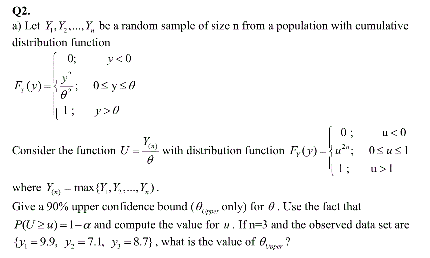 Solved Let Y1,Y2,...,Yn be a random sample of size n from a | Chegg.com