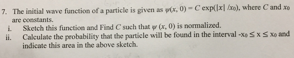 Solved 7. The initial wave function of a particle is given | Chegg.com