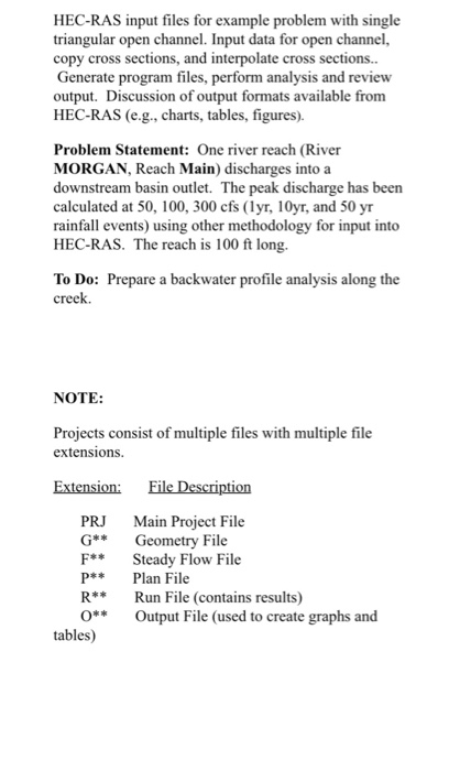 HEC-RAS input files for example problem with single | Chegg.com