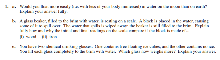 Solved Would you float more easily (i.e. with less of your | Chegg.com