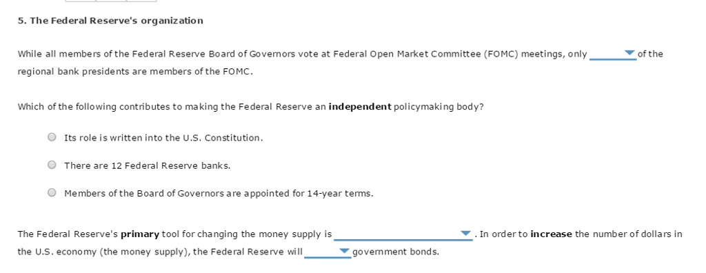 Solved The Federal Reserves Organization While All Members | Chegg.com