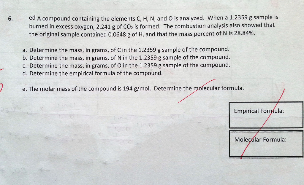 Solved Ed A Compound Containing The Elements C, H, N, And O | Chegg.com