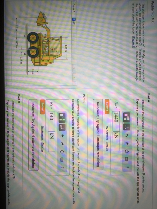 Solved The skidsteer loader has a mass of 1.18 Mg and in