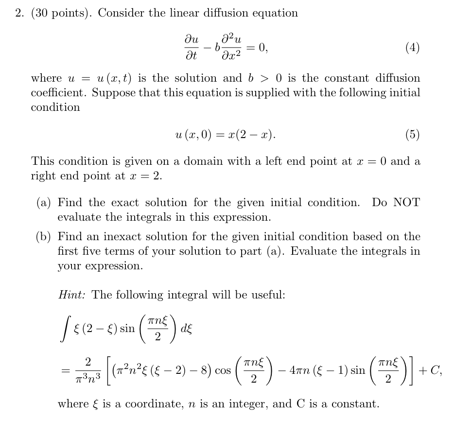 Solved Consider the linear diffusion equation partial | Chegg.com