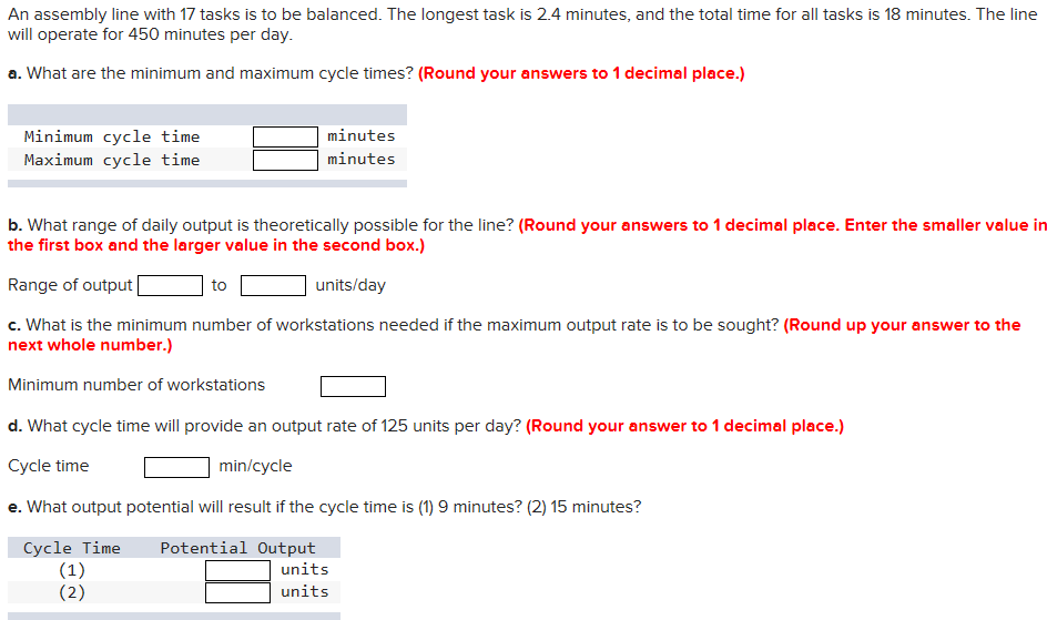 Solved An assembly line with 17 tasks is to be balanced. The | Chegg.com