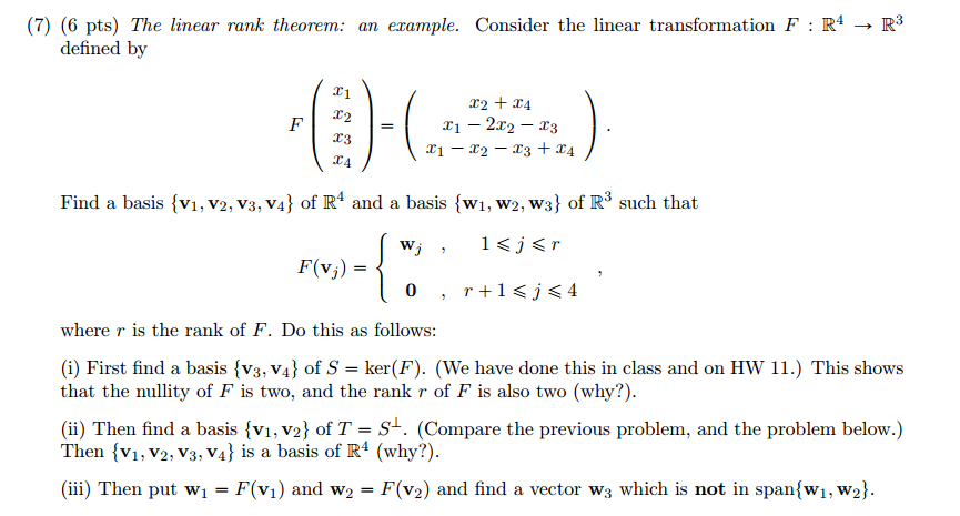 Solved The Linear Rank Theorem: An Example. Consider The | Chegg.com