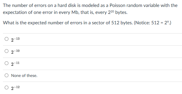 Solved The number of errors on a hard disk is modeled as a | Chegg.com