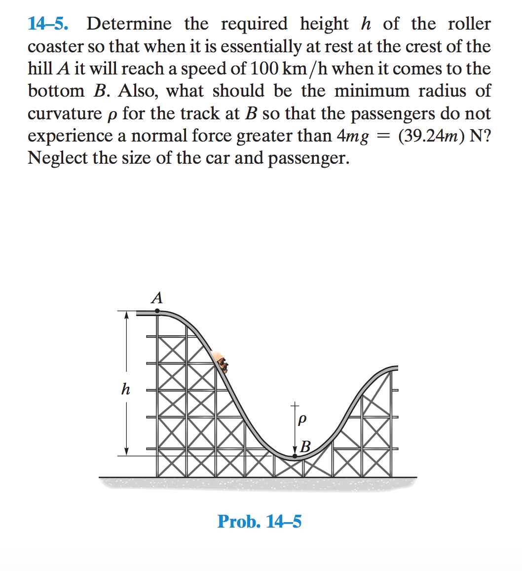 Solved Determine the required height h of the roller coaster