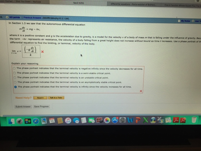 Solved In Section We Saw That The Autonomous Chegg Com