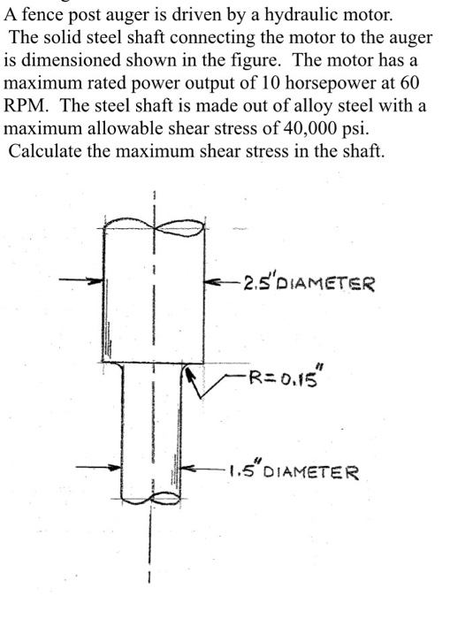 Solved A fence post auger is driven by a hydraulic motor. | Chegg.com