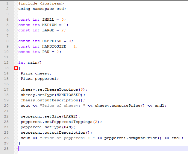 Solved In C++ Define a class called Pizza that has member | Chegg.com