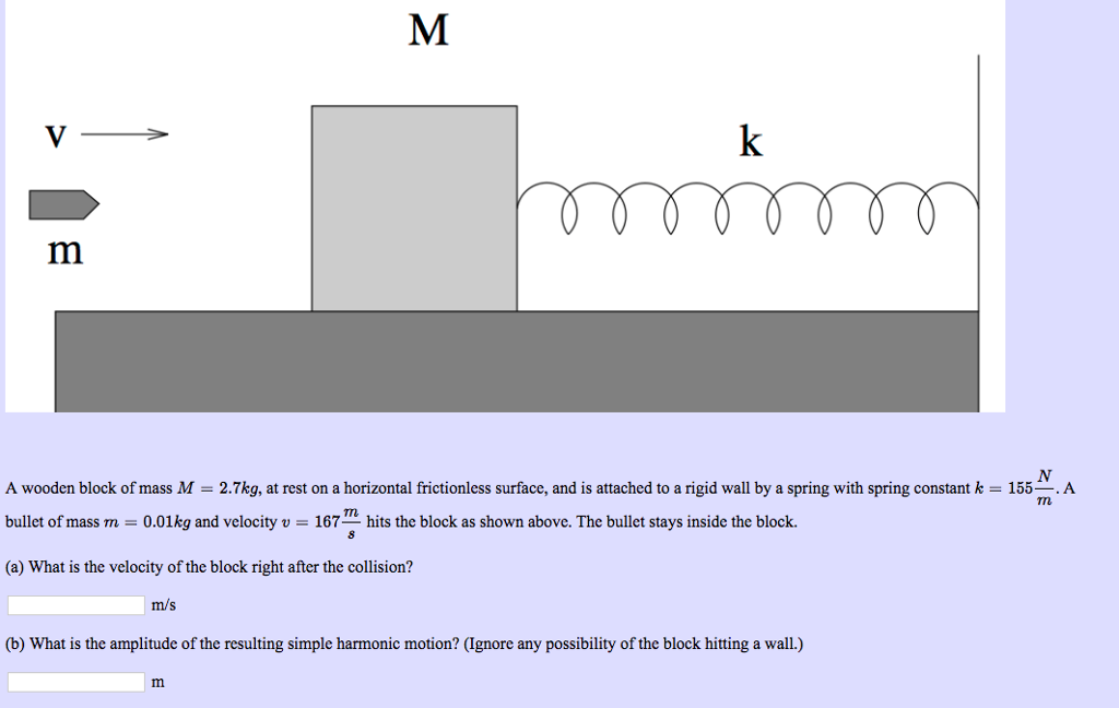 Solved A wooden block of mass M = 2.7kg, at rest on a