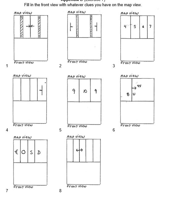 Solved Fill in the front view with whatever clues you have | Chegg.com