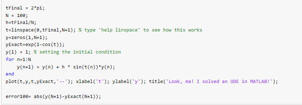 Solved Use MATLAB Question 1: Apply the Euler method to | Chegg.com