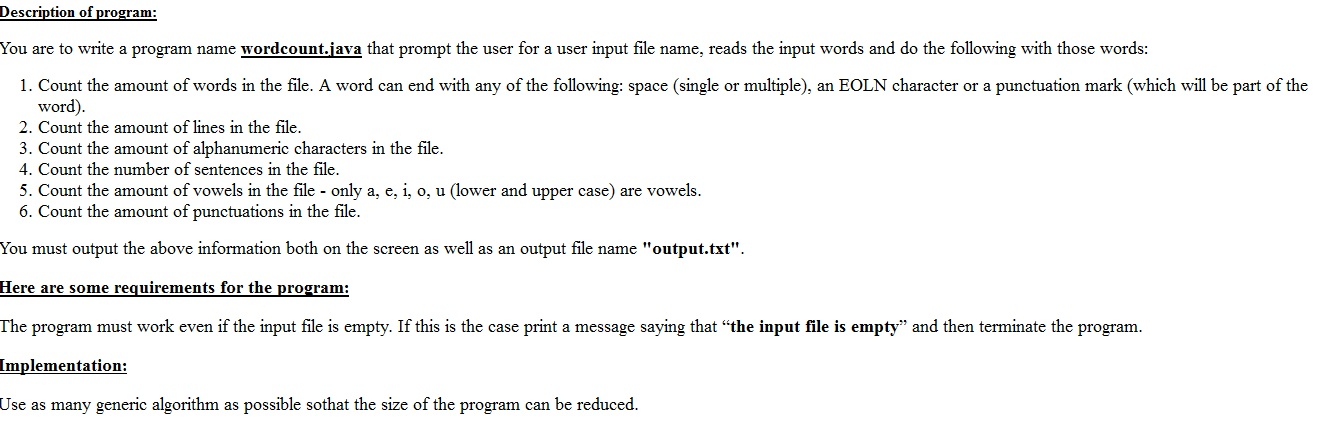 Solved You are to write a program name word count java that | Chegg.com