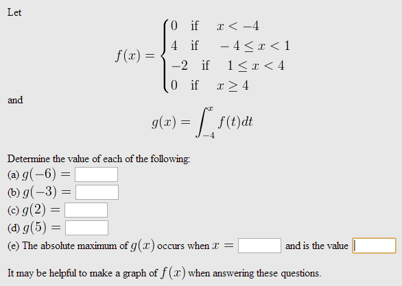 Let F X 0 If X 4 4 If 4 X 1 2 If 1 Chegg Com