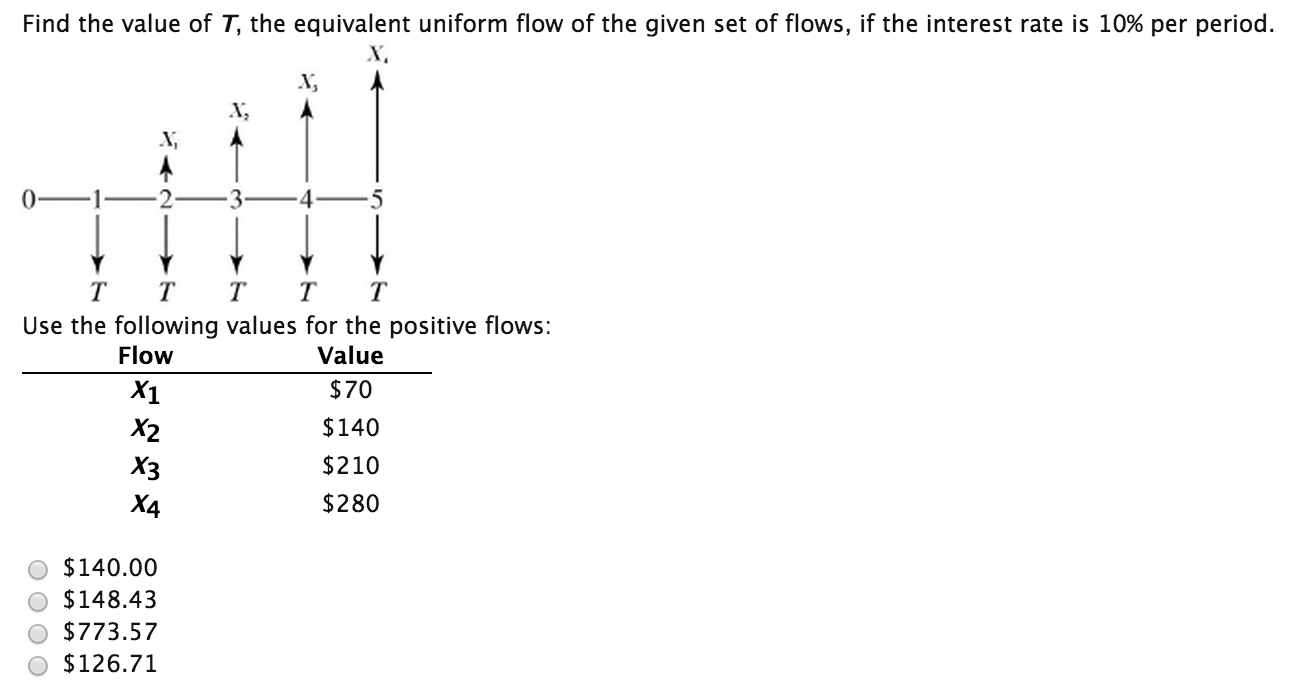 Solved Find the value of T the equivalent uniform flow of