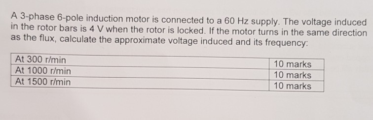 Solved A 3-phase 6-pole induction motor is connected to a 60 | Chegg.com