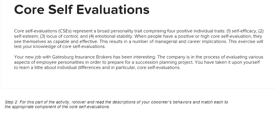 Solved: Core Self Evaluations Core Self-evaluations (CSEs)... | Chegg.com
