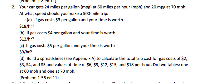Solved Problem 1-8 ed t) Your car gets 24 miles per gallon | Chegg.com