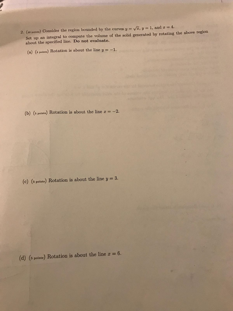 Solved 20 points Set up an integral to compute the volume of