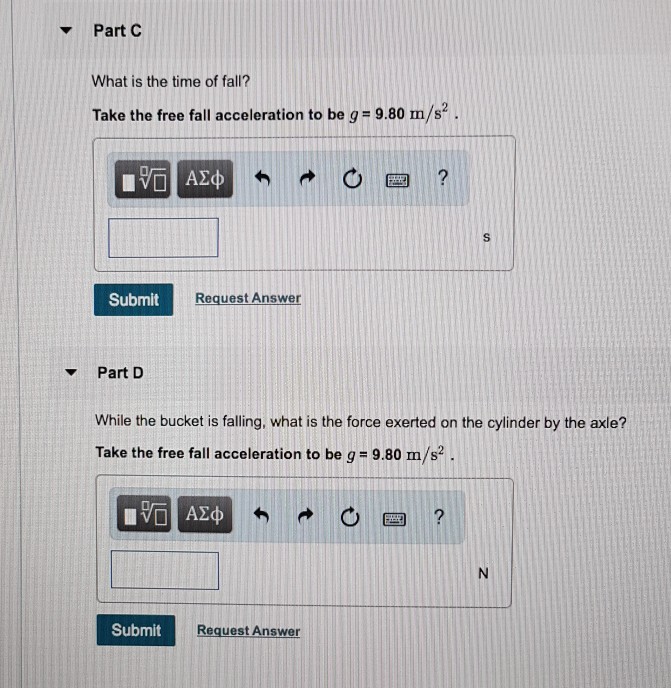 Solved A bucket of water of mass 15.6 kg is suspended by a