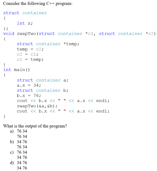 Solved Consider the following C++ program: struct container | Chegg.com