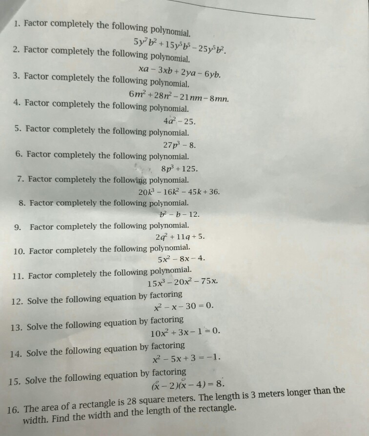 factor the polynomial completely t 3 5t 2 3t 15 =$