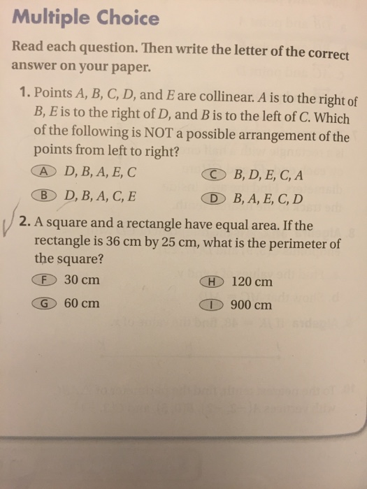 Solved Multiple Choice Read each question. Then write the | Chegg.com