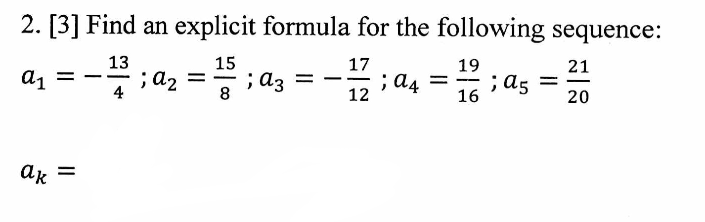 find explicit formula for arithmetic sequence