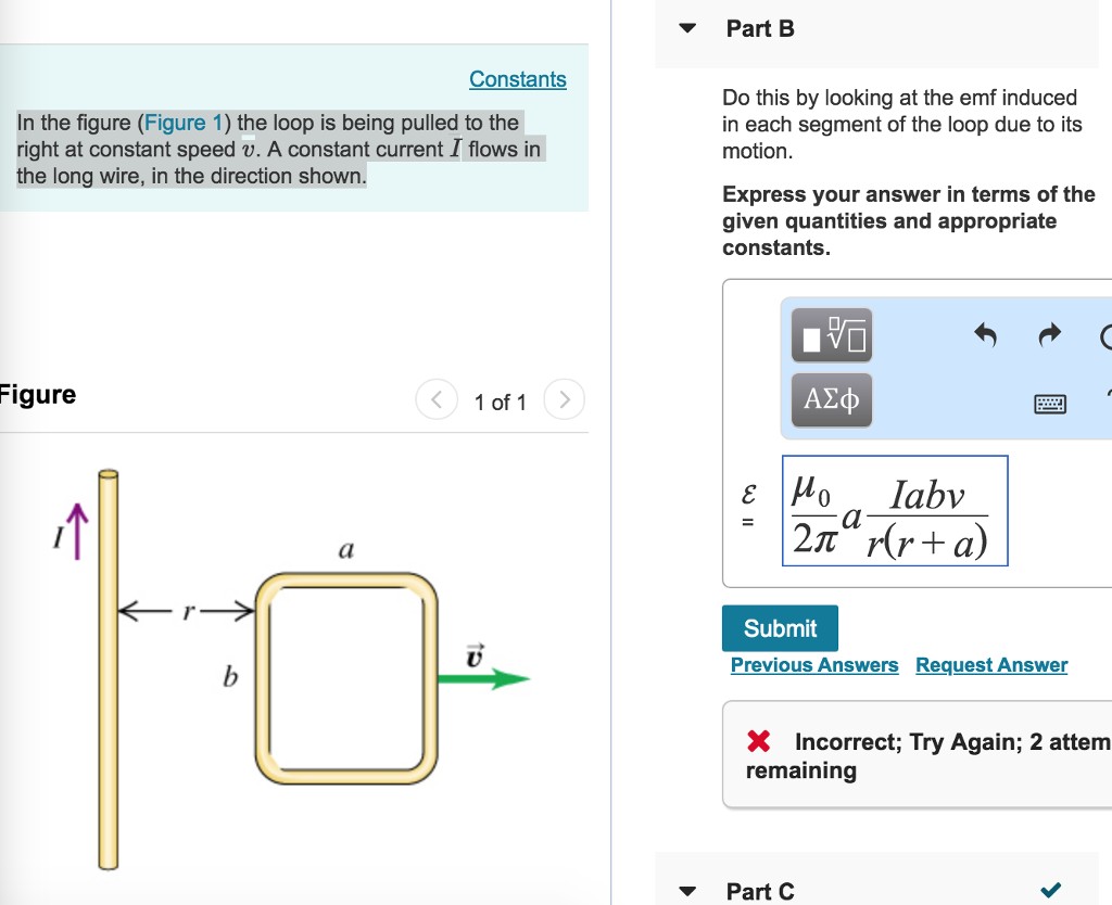 solved-part-b-constants-in-the-figure-figure-1-the-loop-is-chegg