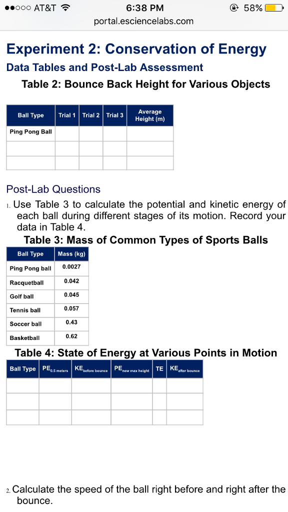 Solved Lab 10 Conservation Of Ene...