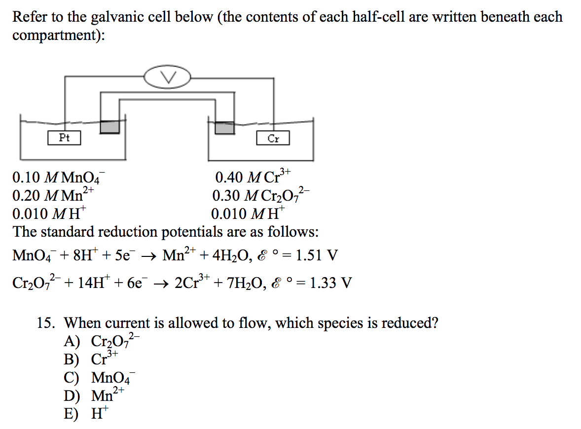 Solved Refer to the galvanic cell below (the contents of | Chegg.com