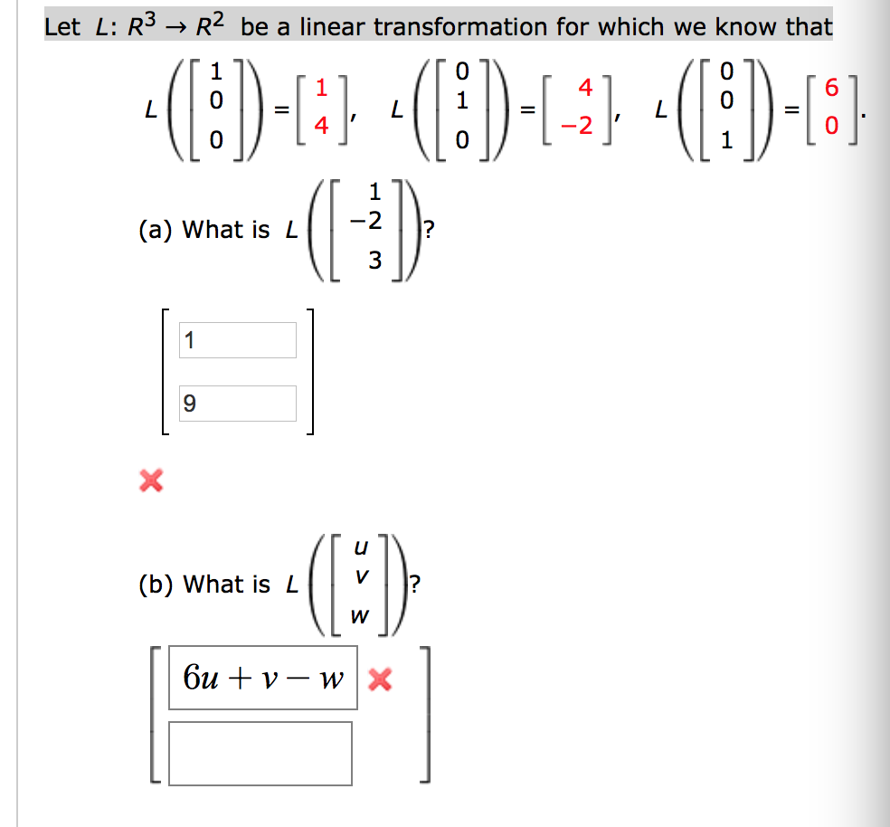 Solved Let L R3 R2 Be A Linear Transformation For Which