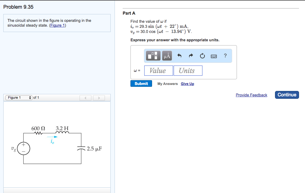 Solved Problem 9.35 Part A The circuit shown in the figure | Chegg.com