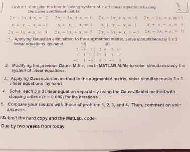 Solved # 1: Consider the four following system of 3 31inear | Chegg.com