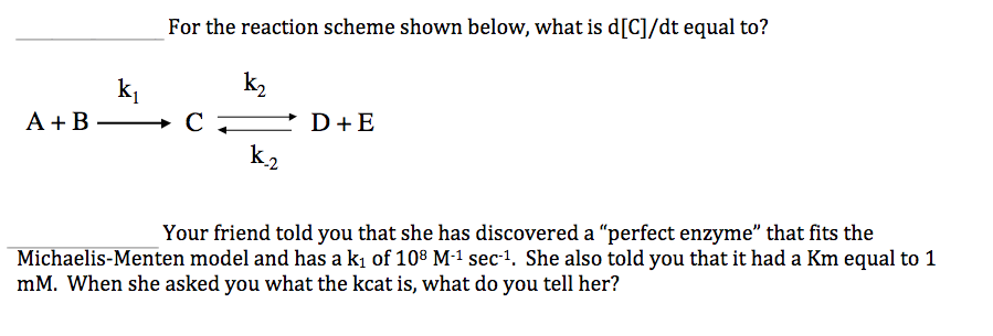 Solved For The Reaction Scheme Shown Below What Is Chegg