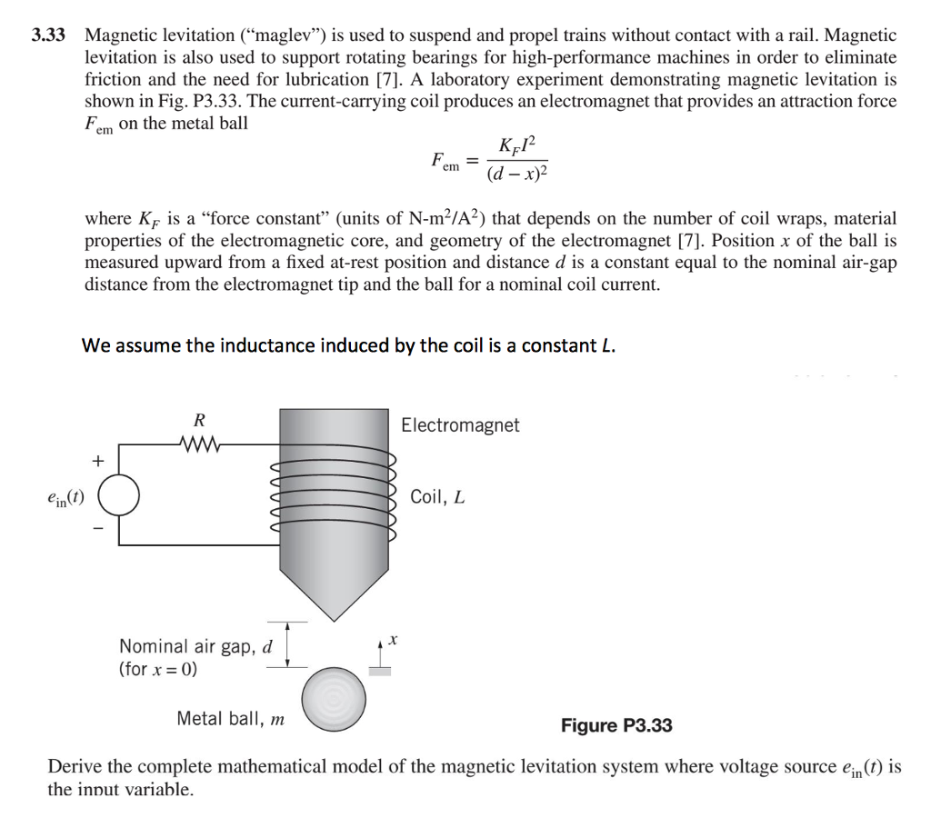 Solved 3.33 Magnetic Levitation ('maglev") Is Used To | Chegg.com