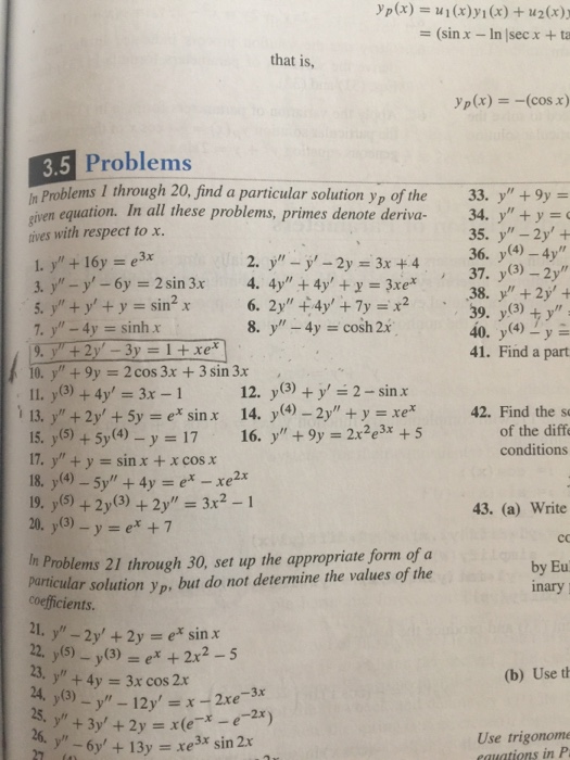 Solved Find a particular solution y_p of the given equation. | Chegg.com