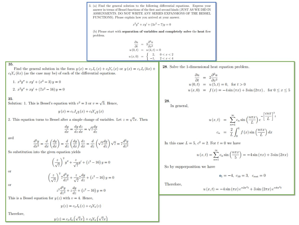 Solved Please solve question 3 (using Bessel function, and | Chegg.com