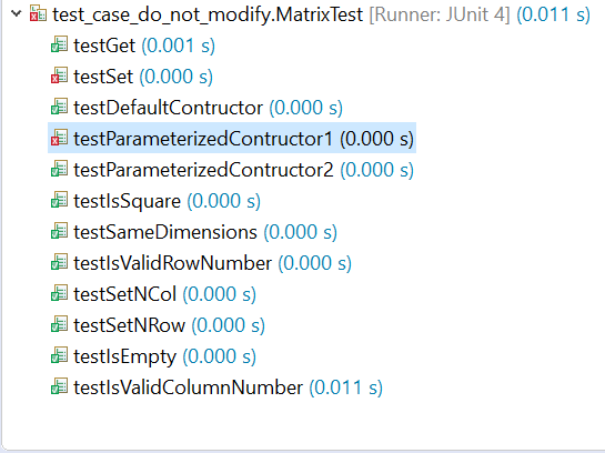 Solved V test case do not mod fy. MatrixTest Runner: JUnit | Chegg.com
