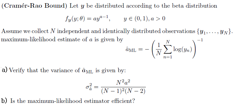 (Cramér-Rao Bound) Let y be distributed according to | Chegg.com