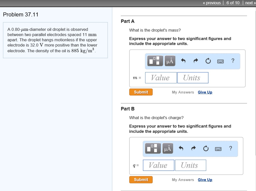 Solved Problem 37.11 A 0.80-um-diameter oil droplet is | Chegg.com