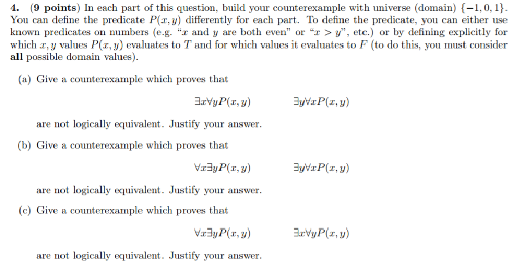 Solved 4 (9 points) In each part of this question, build | Chegg.com