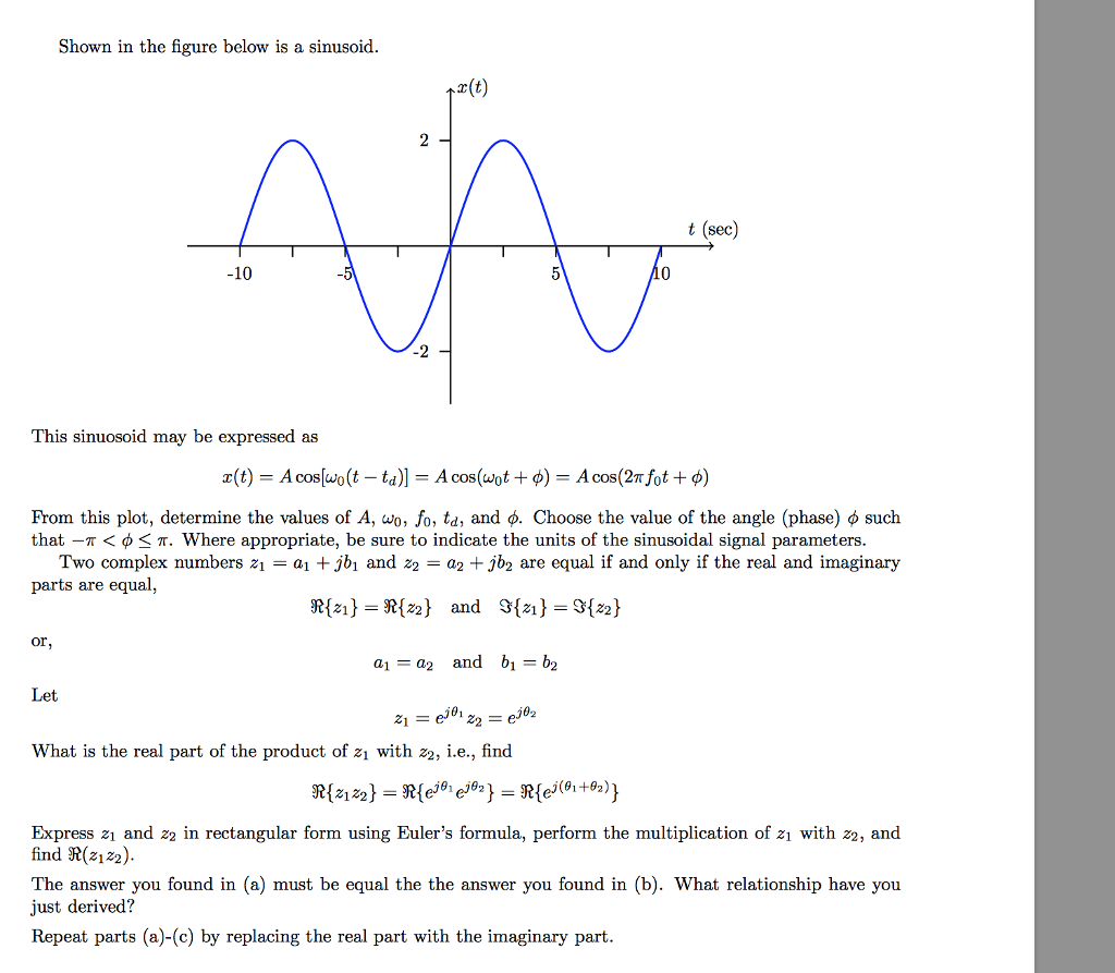Solved Shown in the figure below is a sinusoid. This | Chegg.com