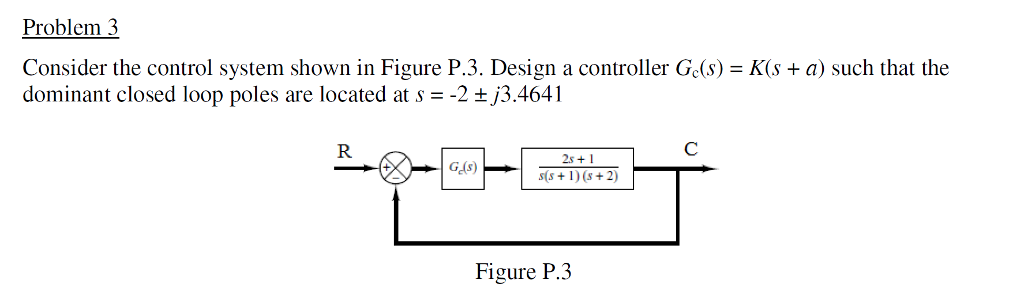 Solved Consider the control system shown in Figure P.3. | Chegg.com