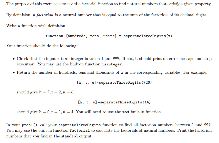 Solved The purpose of this exercise is to use the factorial | Chegg.com