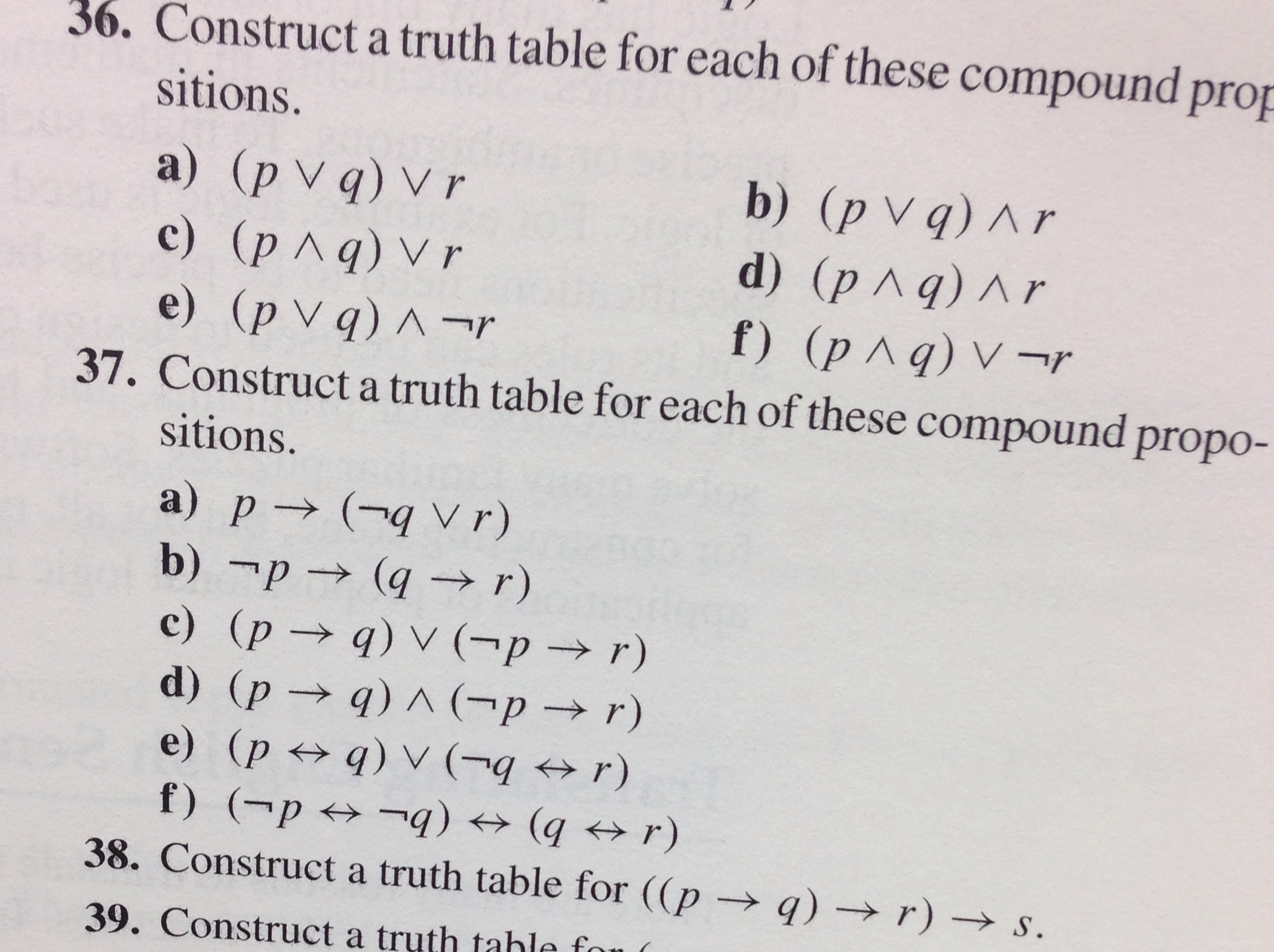 Construct A Truth Table For Each Of These Compound | Chegg.com